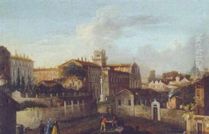 A View Of An Italian Town by Paolo Anesi