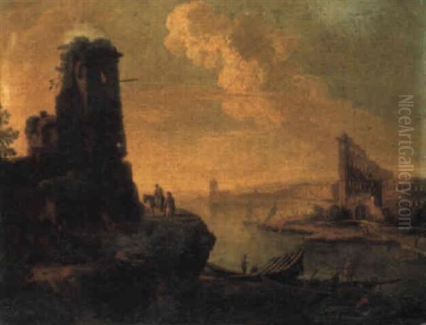 A Coastal Landscape With Fisherfolk By A Ruined Tower - view 1