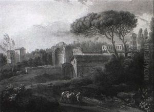The Temple Of Venus And The Campanile Of San Francesco Romano At Rome by Paolo Anesi
