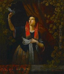 A Girl With A Bird by Francois Ange