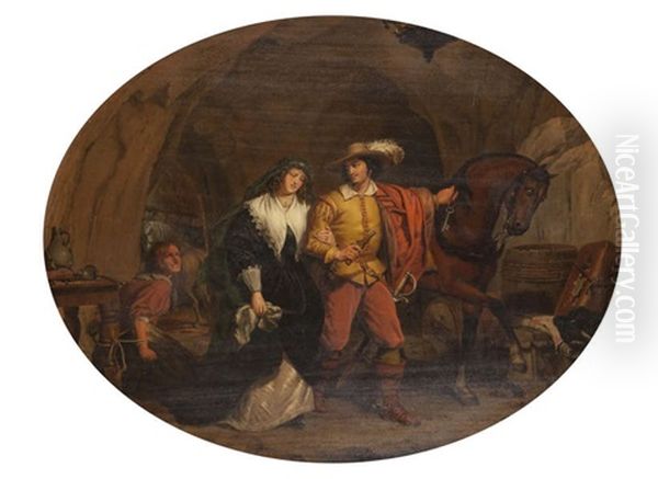 Pendant L'absence Des Brigands, Gil-blas S'enfuit De La Caverne, Et Delivre Donne Mencia De Mosquera Que Ces Bandits Avaient Enlevee Quelques Heures Auparavant - view 1