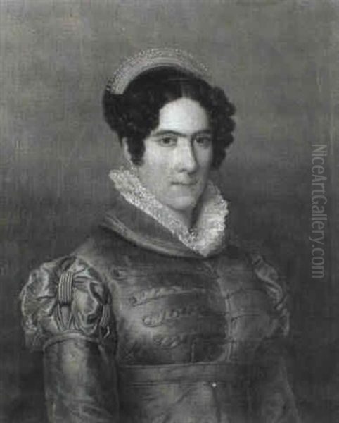 Portrait Of A Lady, Wearing A Gold Dress - view 1