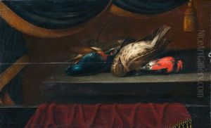 Still Life With Birds On A Stoneboard by Philips Angel