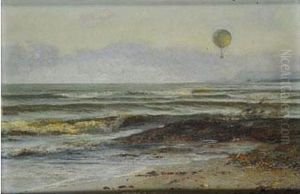 Vista De Una Playa Con Un Globo Montgolfier