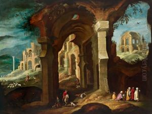 Architekturlandschaft Mit Romischen Ruinen Und Figuren Architekturlandschaft Mit Romischen Ruinen Und Figuren