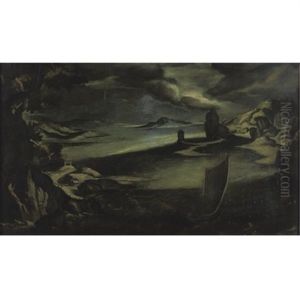 View Of A Harbor In Stormy Weather by Filippo d' Angeli