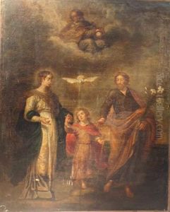 La Sainte Famille Avec La Trinite by Giulio Cesare Angeli