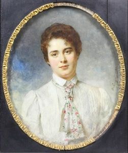 Shoulder Length Portrait Of An Aristocratic Lady by Baron Heinrich von Angeli