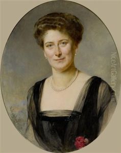 Portrait Einer Dame Mit Perlenkette by Baron Heinrich von Angeli
