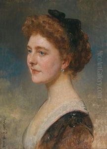Portrait Der Frau Natalie Brosch Edle Von Aarenau, Frau Von Major Alexander Brosch Edler Von Aarenau, Dem Sekretar Des Thronfolgers Franz Ferdinand by Baron Heinrich von Angeli