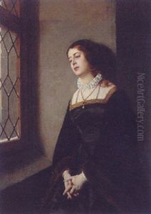 A Lady In Mourning by Baron Heinrich von Angeli
