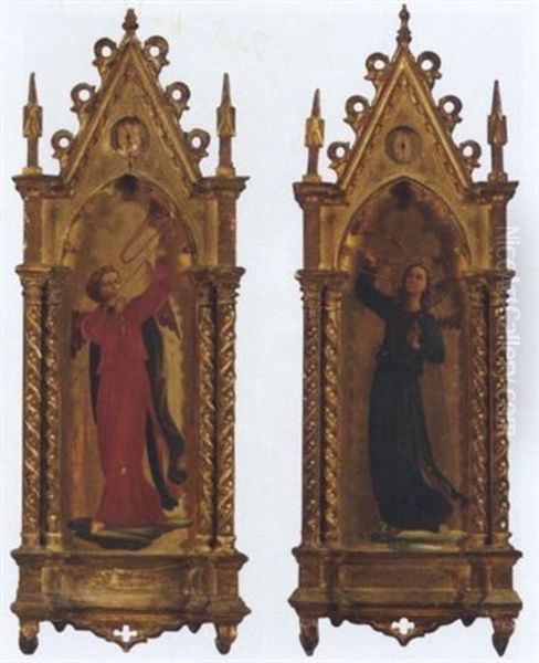 An Angel In Red Dress Holding A Trumpet - view 1