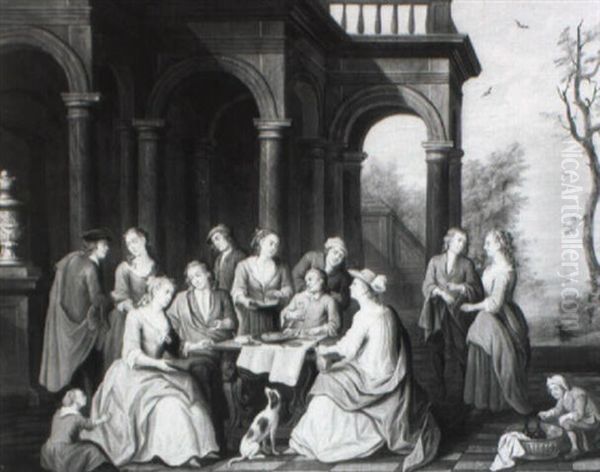 Elegant Company On The Terrace Of A Country Villa - view 1