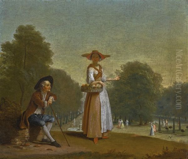 A Fruitseller And A Man Resting, A Park Beyond - view 1