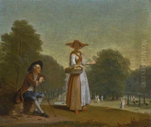 A Fruitseller And A Man Resting, A Park Beyond A Fruitseller And A Man Resting, A Park Beyond