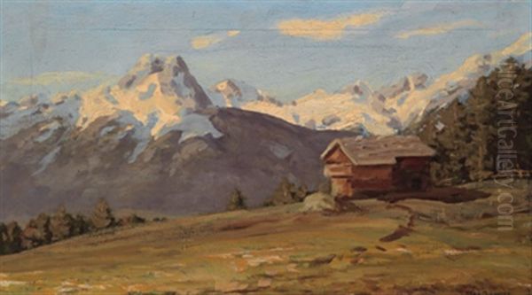 Alm, Im Hintergrund Schneebedeckte Berge - view 1
