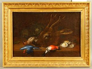 Still Life With Deer, Birds, And Oyster by Johann Adalbert Angermayer