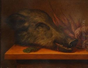 Tetes De Gibier Et Legumes Sur Une Table (2 Works) by Johann Adalbert Angermayer