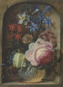 Blumenstrauss In Einer Steinnische thumbnail