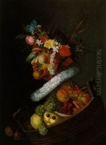 Bildnis Einer Aus Blumen Und Fruchten Zusammengesetzten Frau, Allegorie Des Sommers by Johann Adalbert Angermayer