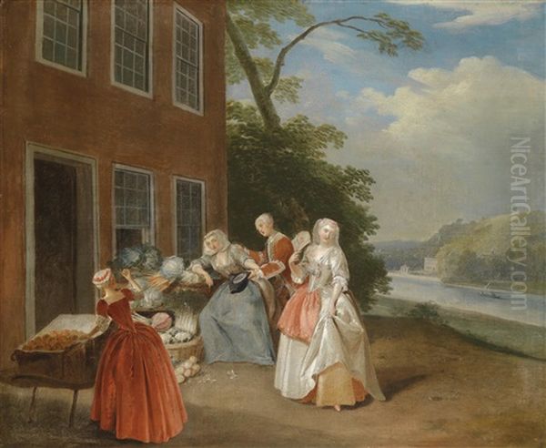 Eine Elegante Gesellschaft Bei Einem Gemuseverkaufer - view 1