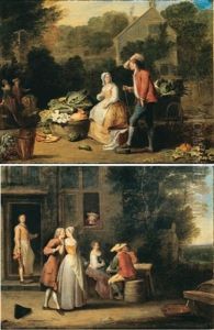 La Marchande De Legumes (+ Scene Galante; Pair) by Pieter Angillis