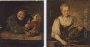An Interior With A Boor Smoking And Drinking An Interior With A Boor Smoking And Drinking