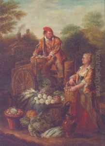 Peasants Loading A Cart With Vegetables