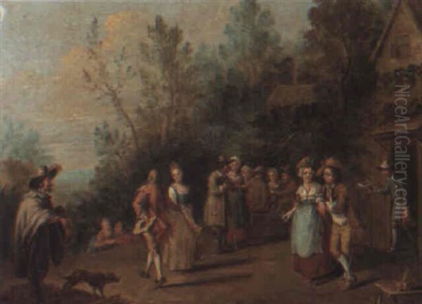 Figures Dancing Outside An Inn - view 1