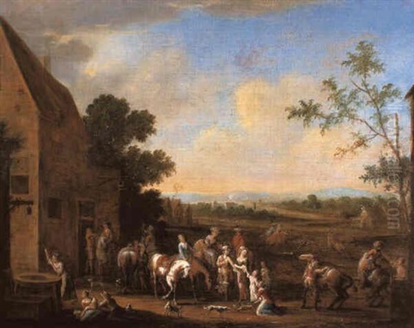 A Hunting Party At Rest Before A Country Inn - view 1