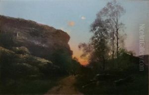 Landscape In Sunset by Gaston Anglade
