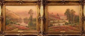 Paysages De Bruyeres Et Rivieres (pair) by Gaston Anglade