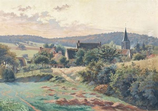 Franzosische Hugellandschaft Mit Dorf - view 1