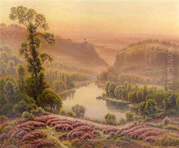 River Landscape With Spring Flowers - view 1