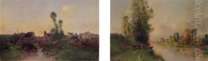 Paysage Aux Lavandieres by Gaston Anglade