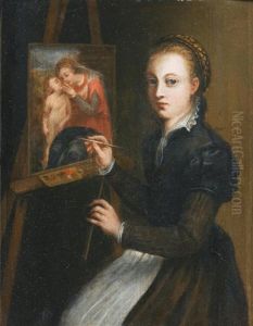 Portrait Of The Artist At Her Easel by Sofonisba Anguissola