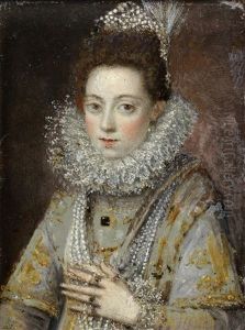 Portrait Of A Lady, Half-length, In An Embroidered Dress And Pearls by Sofonisba Anguissola