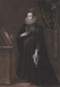 Portrait Of A Lady In A Black Dress With Gold Trim And A Ruff by Sofonisba Anguissola
