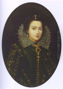 Portrait Of A Lady In A Green Dress Trimmed With Pearls And A Lace Collar by Sofonisba Anguissola
