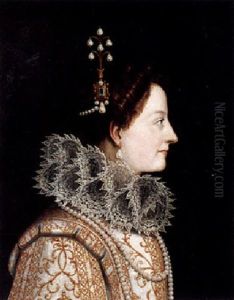 Portrait Of A Lady, Head And Shoulders, In Profile With An Elaborate Lace Ruff Collar by Sofonisba Anguissola