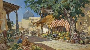 Orientalischer Gemusemarkt Mit Wassermelonenverkaufer by Sergej Anikin