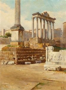 Tempelruine Auf Dem Forum Romanum, Rom by Filippo Anivitti