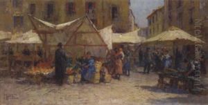 The Market Of Campo Dei Fiori, Rome by Filippo Anivitti