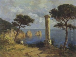 Scorcio Di Capri Con I Faraglioni, 1920 by Filippo Anivitti