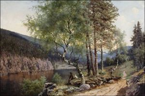 Metsastaja Ja Hanen Koiransa - Jagare Med Sin Hund by Edouard Alexandre Alexis Ankarcrona
