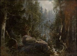Janis, Pollo Ja Orava Kuutamomaisemassa by Edouard Alexandre Alexis Ankarcrona