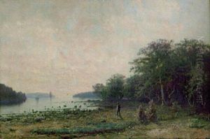 Havsvik Med Batar, I Forgrunden Fiskare, Sen Eftermiddag by Edouard Alexandre Alexis Ankarcrona