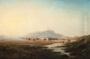 La Caravane Au Pied De La Citadelle by Henrik August Ankarcrona