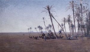 Halt At An Oasis by Henrik August Ankarcrona
