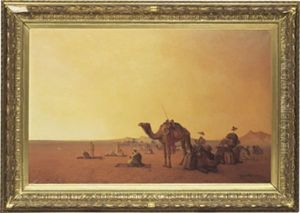 Rastande Beduiner I Okenlandskap by Henrik August Ankarcrona